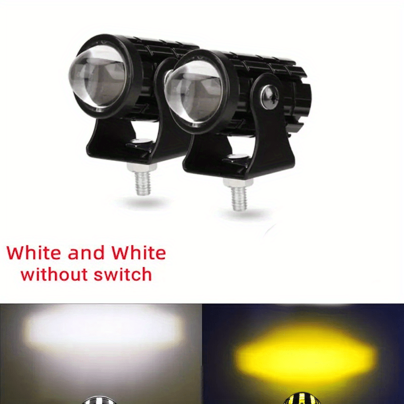 Universal Motorcycle LED Headlight Mini Driving Light Dual Color Off-Road Spotlights