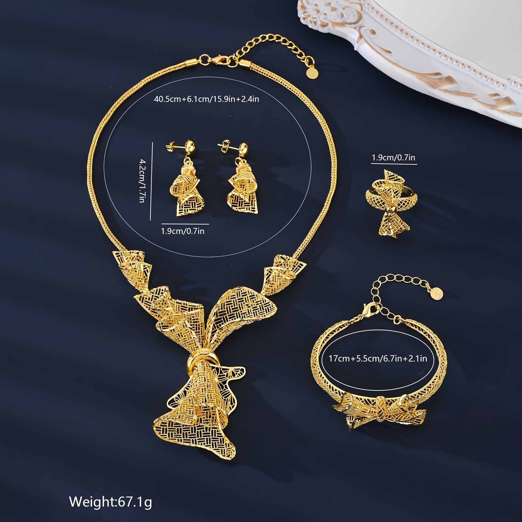 Conjunto de joyería de cobre vintage para mujer, regalo de boda, pendientes colgantes, anillo, collar, mariposa hueca