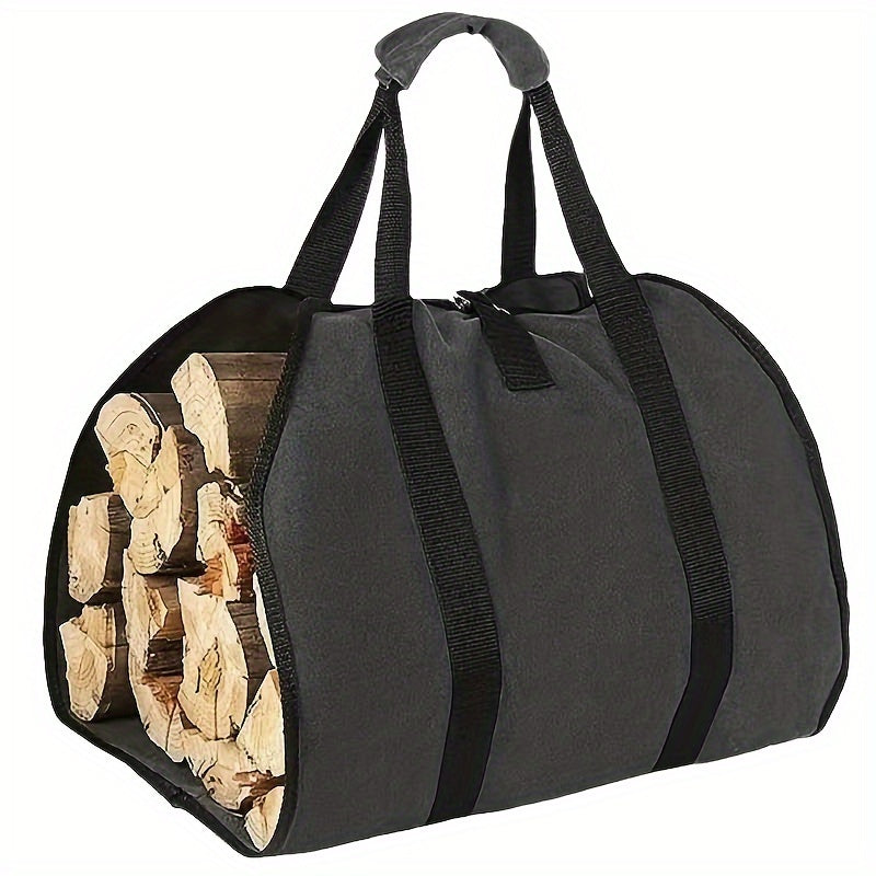 Durable Canvas Log Carrier Bag Collapsible Firewood Tote for Camping and Fireplace