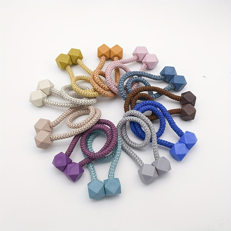 Modern Minimalist Curtain Tieback Set Plastic Cube Clips Blue Pink Peach Brown Window Drapery Holders