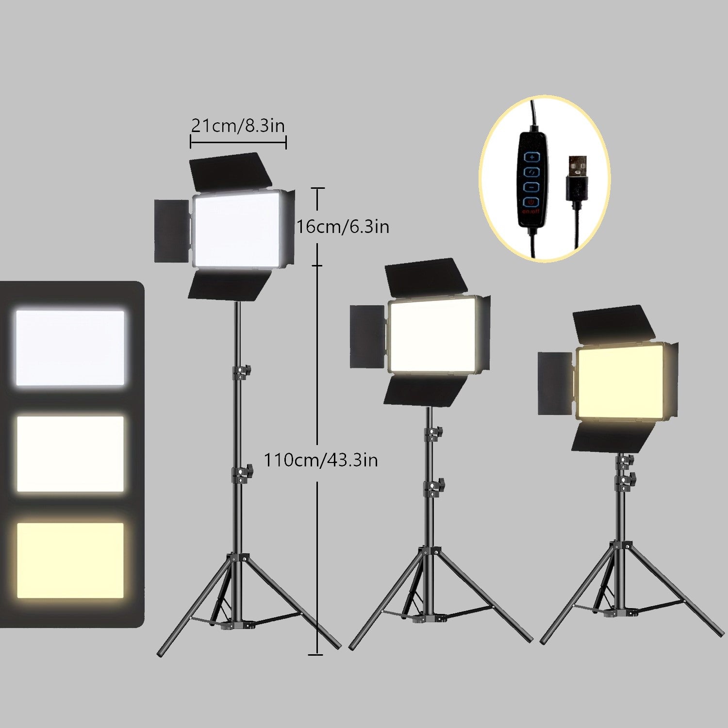 10-Inch LED Square Ring Light with Adjustable Tripod Stand USB Powered 3 Color Temperatures for Studio Photography and Live Streaming