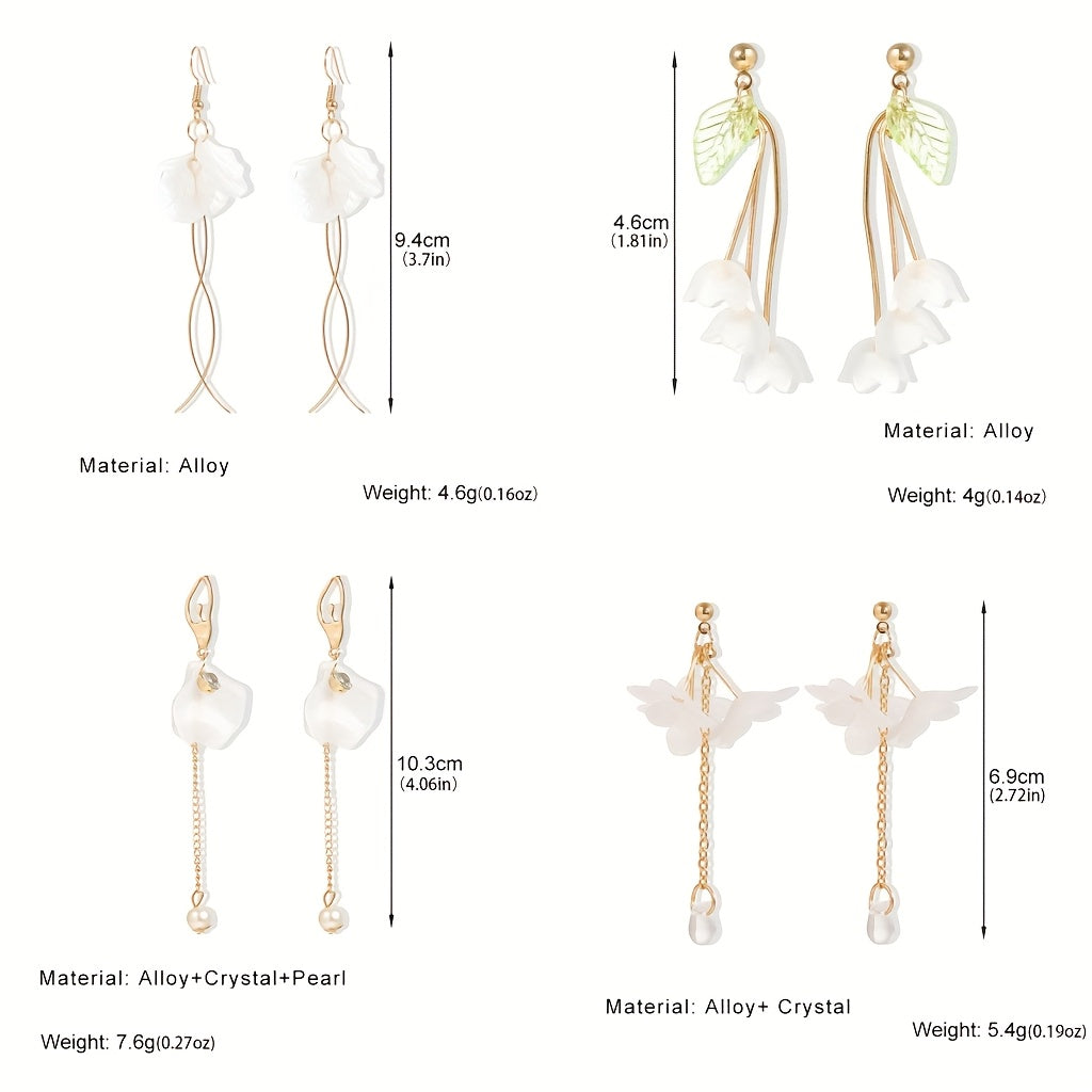 Set of 10 Minimalist Floral Faux Pearl Earrings for Elegant and Versatile Style