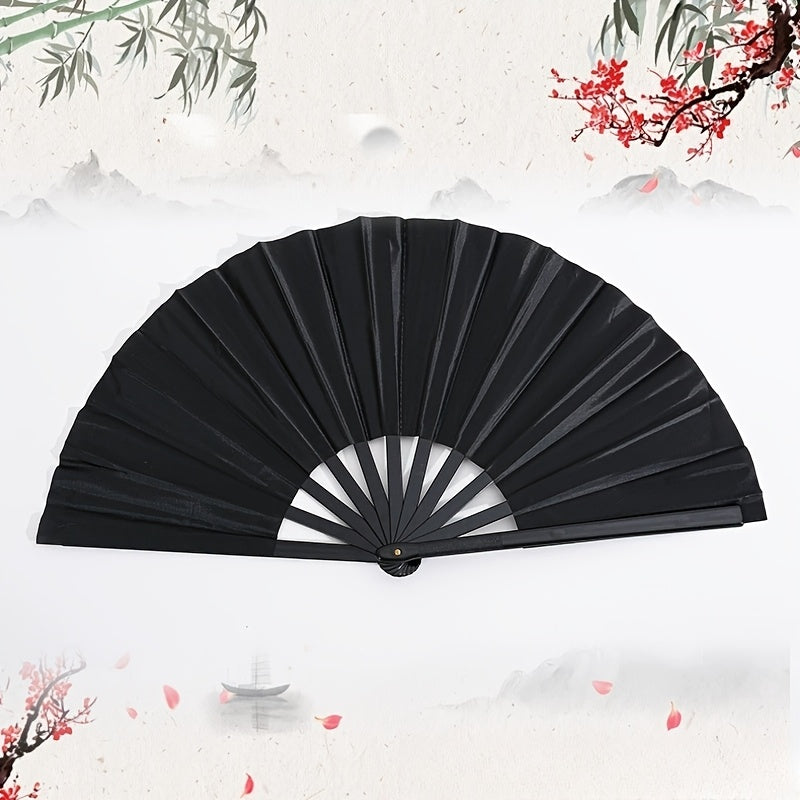 XL Folding Nylon Fan for Chinese Kung Fu Tai Chi Practice Performance Decoration Dance Holiday Party Red Black