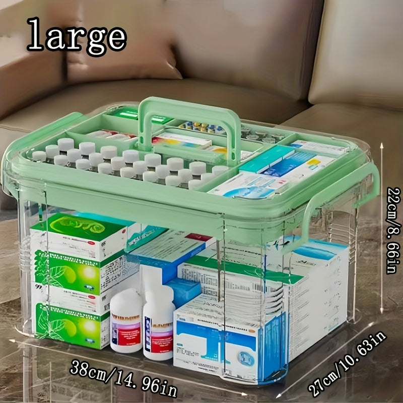 Toza suv o'tkazmaydigan plastmassa saqlash qutisi kvadrat klip bilan yopiladigan qopqoq bilan uy xo'jaligi uchun dorilarni tashkil etish