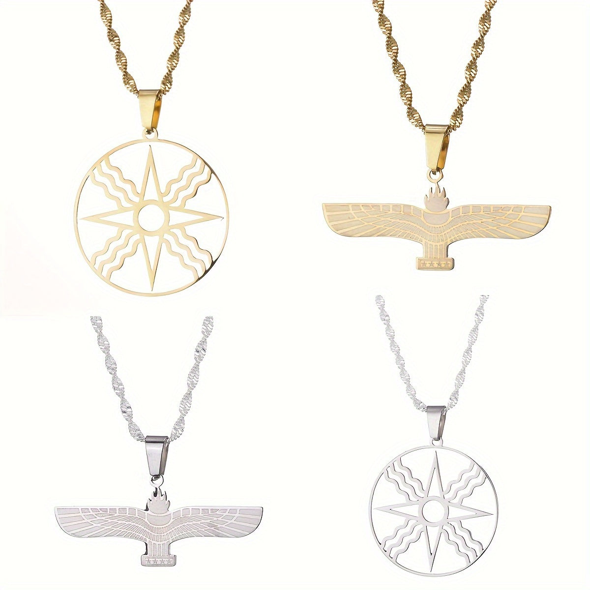 Stainless Steel Ashur Pendant Necklace Ethnic Minimalist Casual Wear