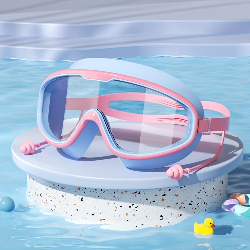 Large Frame Waterproof Swimming Goggles for Kids with Anti-Fog Technology White
