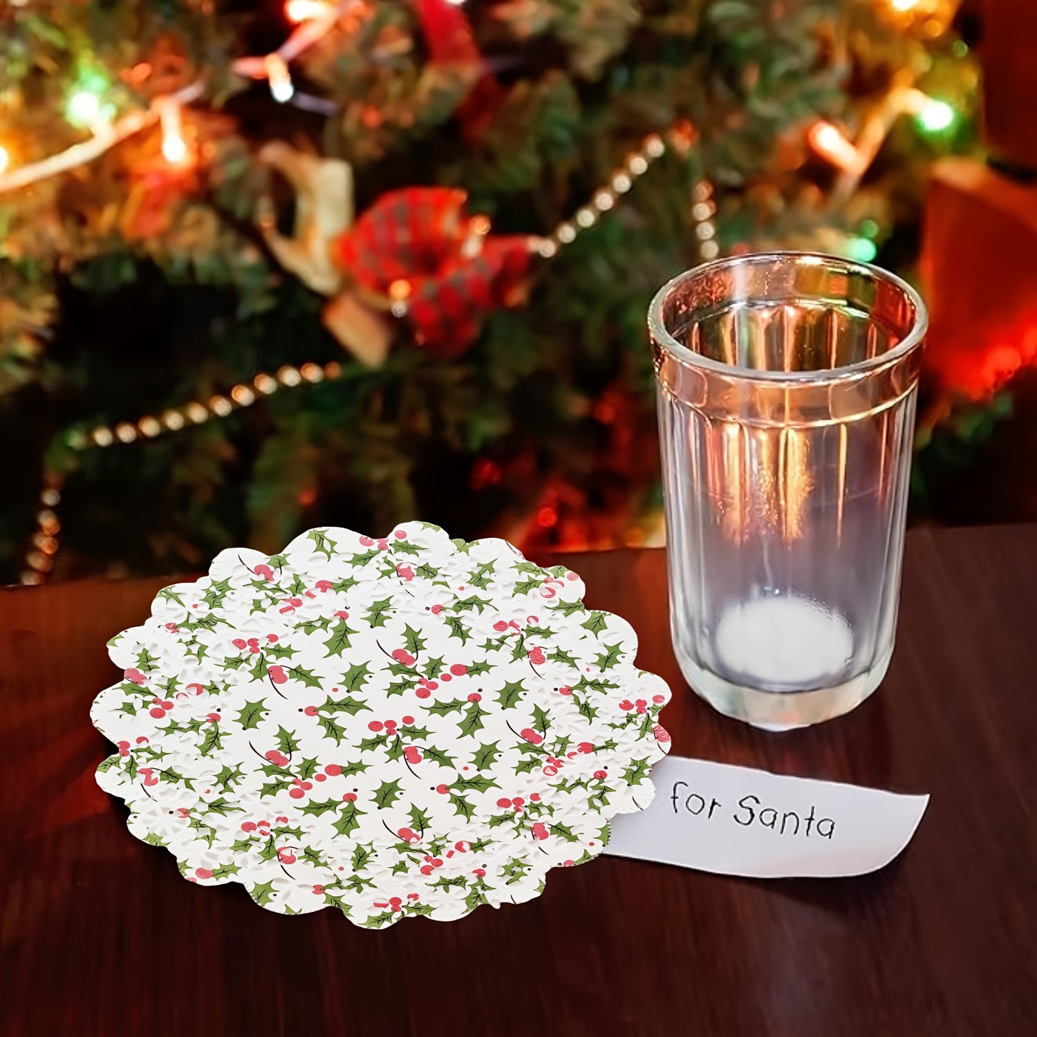 Paquete de 100 servilletas de encaje de papel navideño desechables para alimentos de calidad alimentaria para bodas, cumpleaños y pasteles