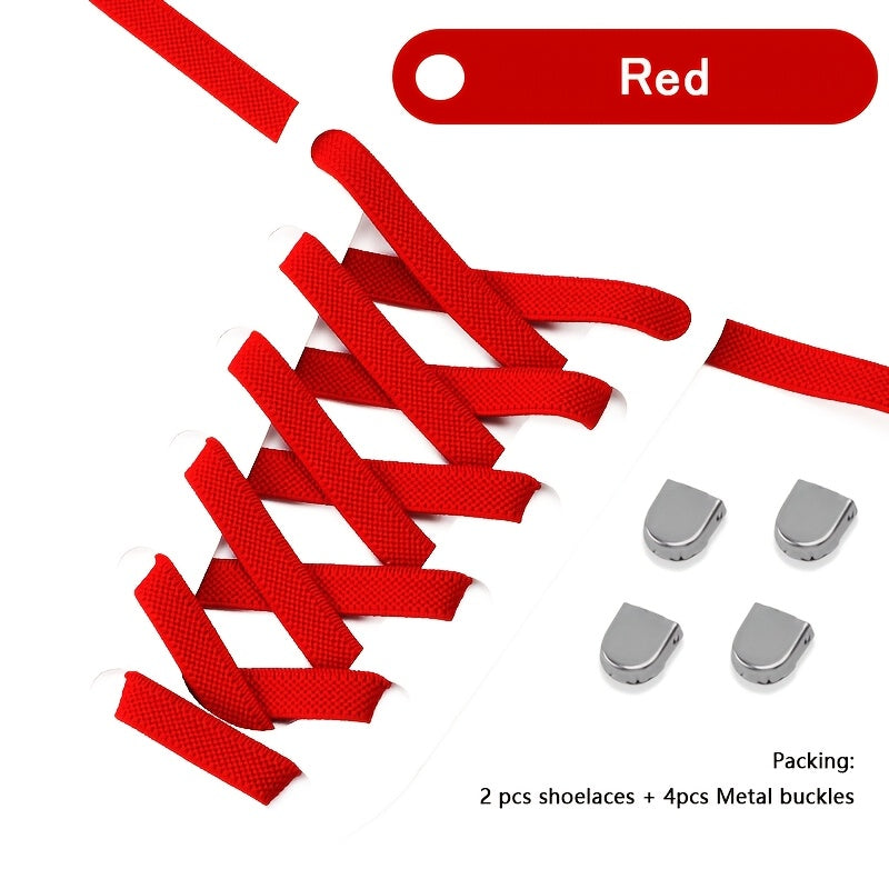 Unisex Polyester Elastic No-Tie Shoelaces for Running and Casual Shoes