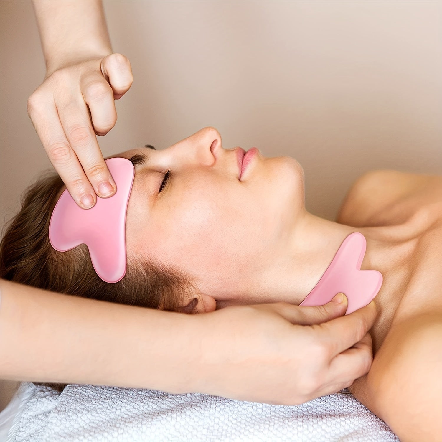 2pcs Facial Massage Tool Set Resin Crystal Double-Headed Rollers and Face Scraper