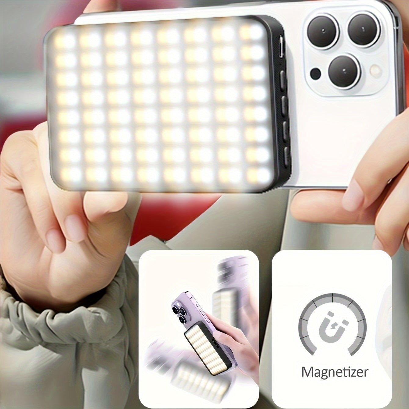 Rechargeable LED Ring Light with Magnetic Attachment and 3 Light Modes for Smartphone Photography and Video Conferencing