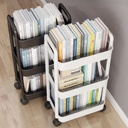 White and Black Plastic Rolling Storage Cart 3-Tier Organizer for Kitchen Bathroom Bedroom