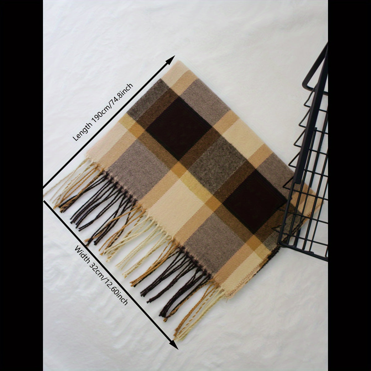 Bufanda de invierno a rayas multicolores con cuadros de lana para hombres y mujeres