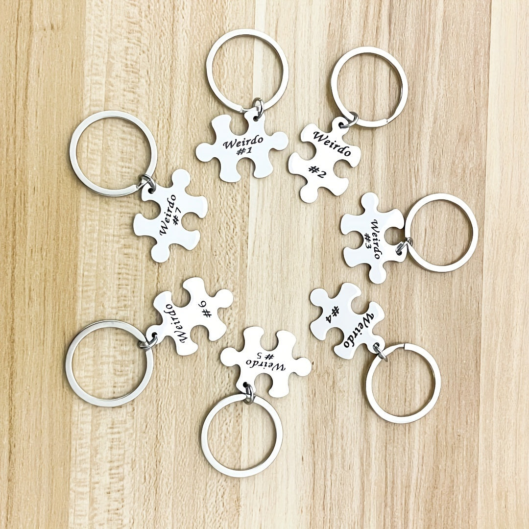 Set of 5-10 Engraved Stainless Steel Best Friends Puzzle Keychains for Graduation Christmas