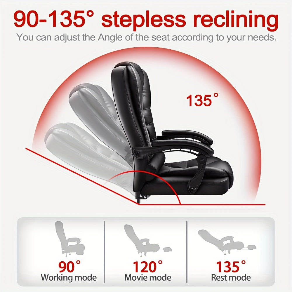 Adjustable Executive Office Chair with Ergonomic Design Cushioned Armrests Wooden Base