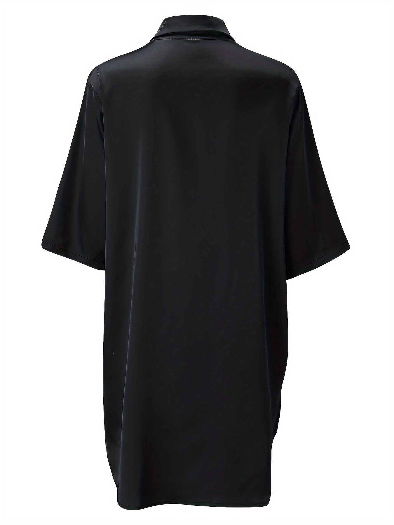 Women's Satin V-Neck Night Dress Short Sleeves Loose Fit for Home Lounge