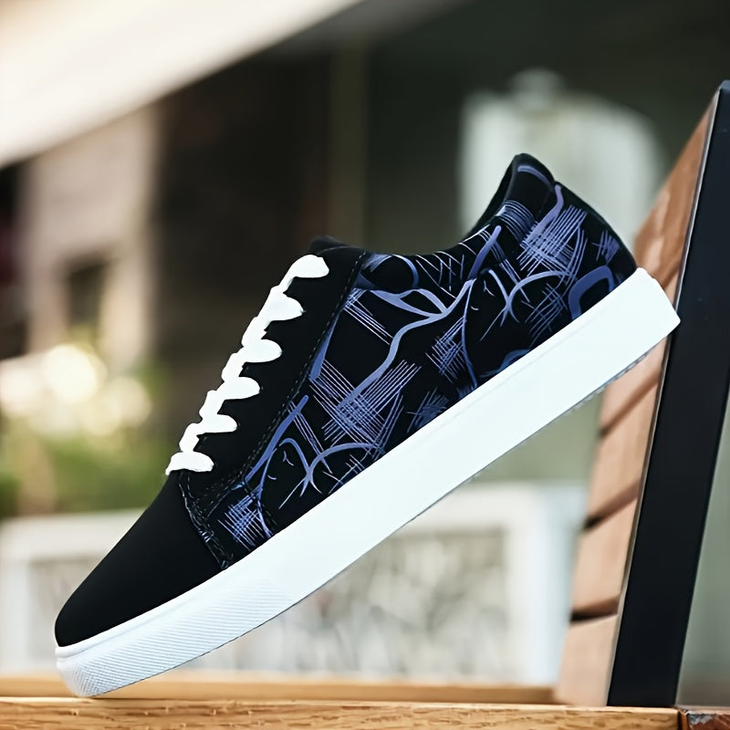 Men's Canvas Skateboard Shoes Breathable Non-Slip Durable Casual Sneakers with Cartoon Pattern