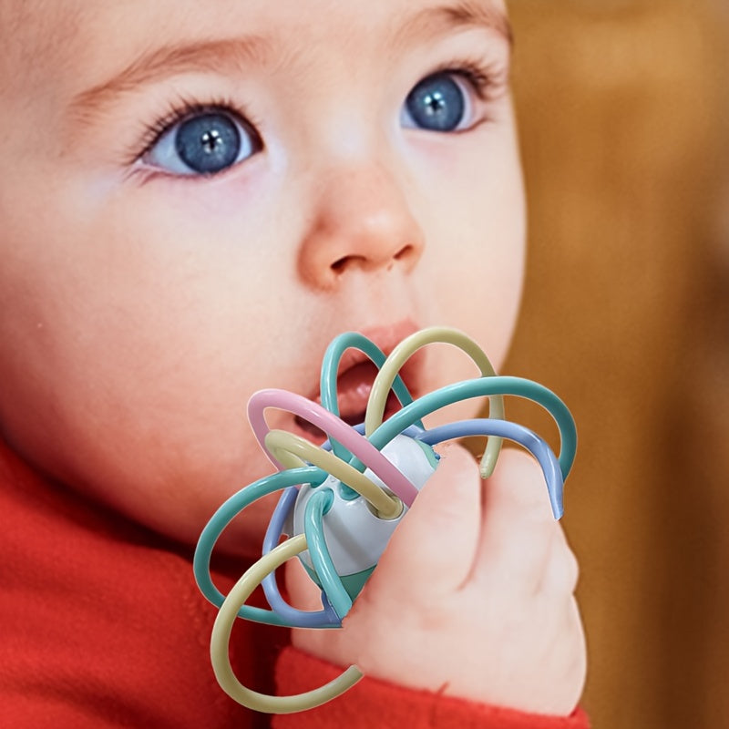 BPA Free Food Grade Sensory Teether Toy with Rattle for Infants