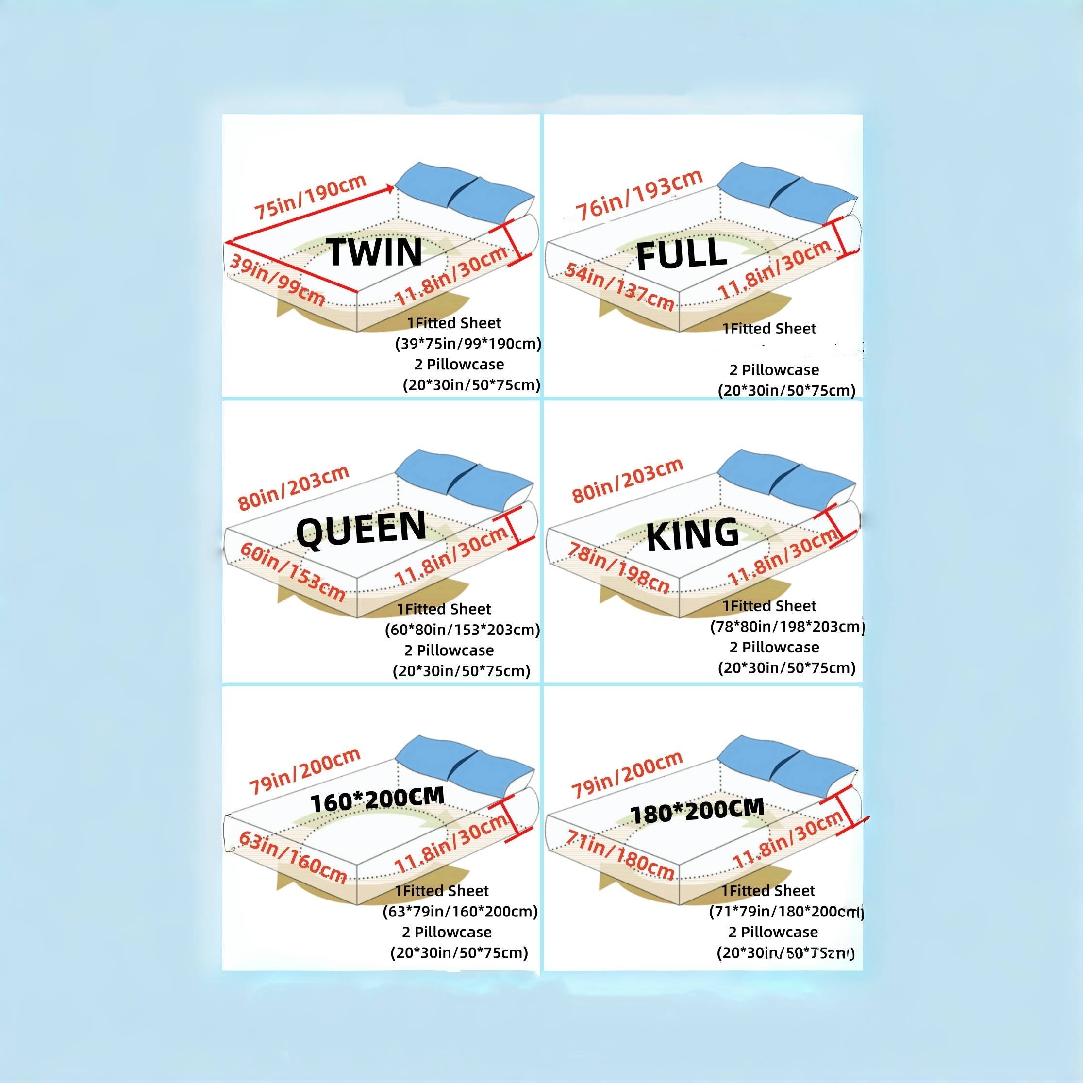 Satin Fitted Sheet Set 3 Pieces Includes Fitted Sheet and Pillowcases All Seasons