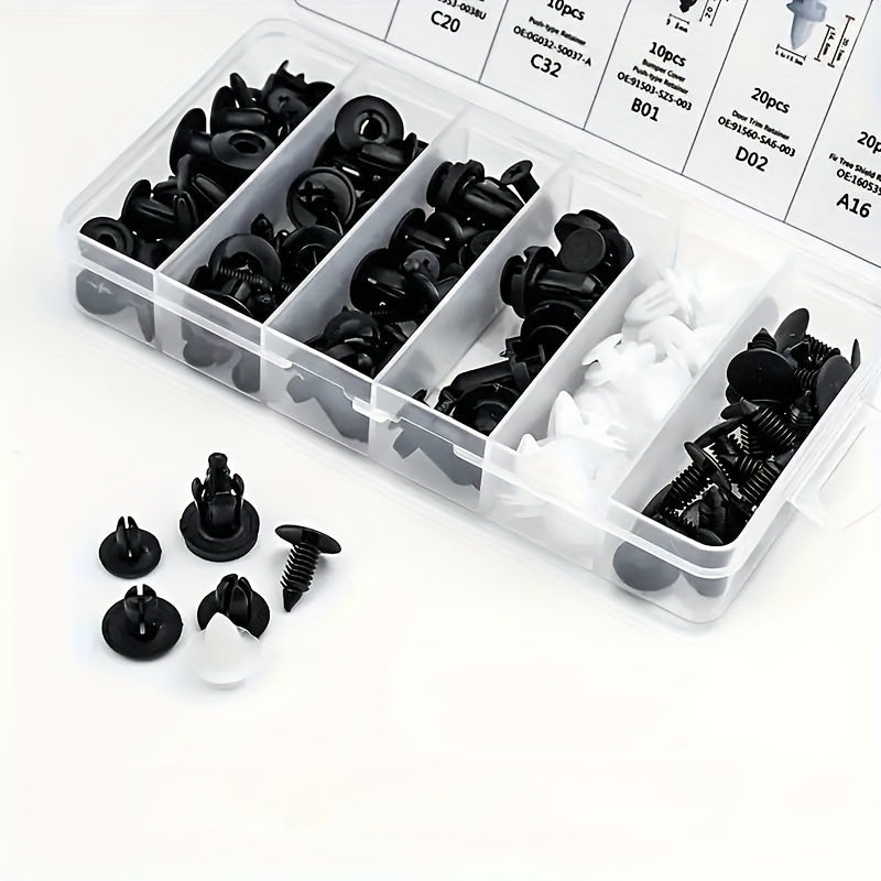 Universal Car Plastic Fastener Set, 100 Pieces, Durable Nails