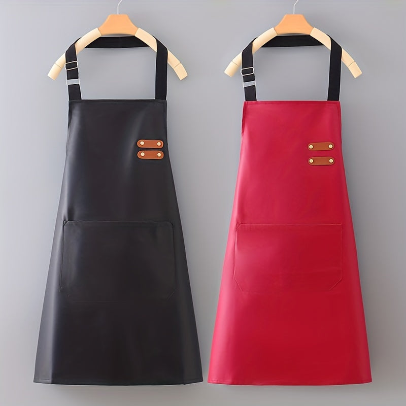 Fake Leather Apron for Cooking and Baking Durable Kitchen Apron with Adjustable Neck Strap
