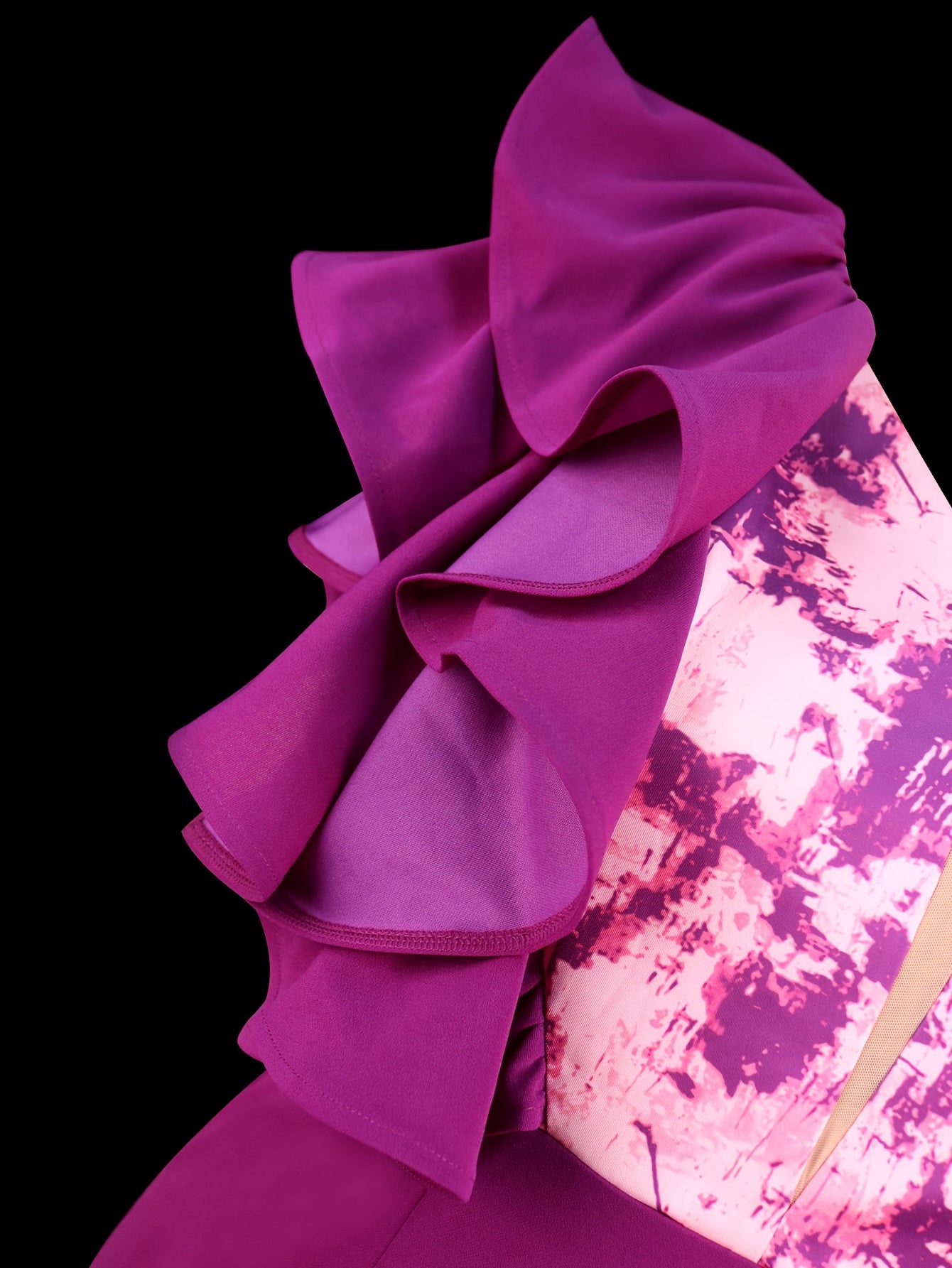 Women's Purple Bodycon Party Dress V-Neck Ruffled Short Sleeves