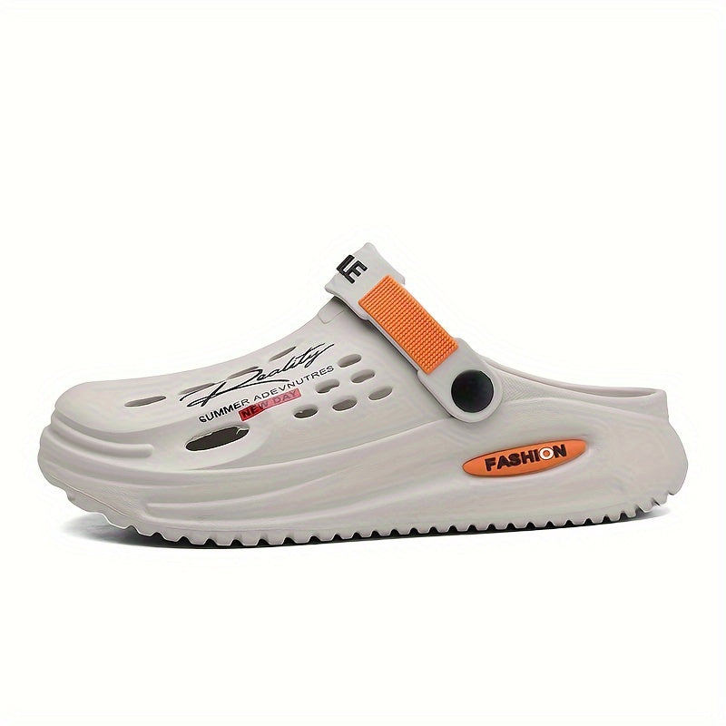 Erkaklar uchun moda qopqog'i: Qizil aksentli qora EVA sandallar, nafas oladigan va qulay, tasodifiy kiyim uchun surish dizayni.