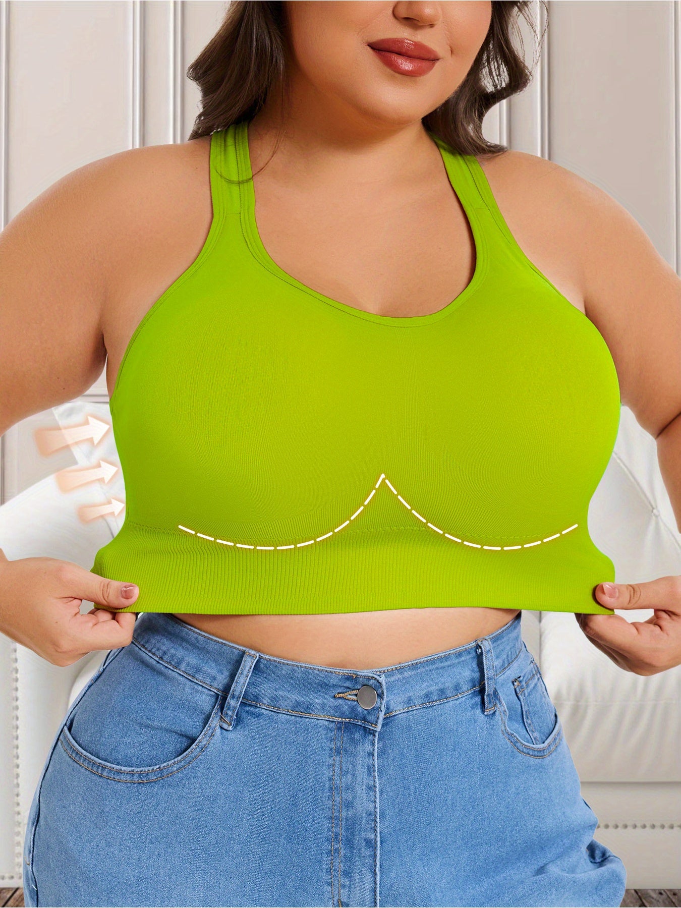 Women's Breathable Sports Bra Plus-Size Support Removable Padding