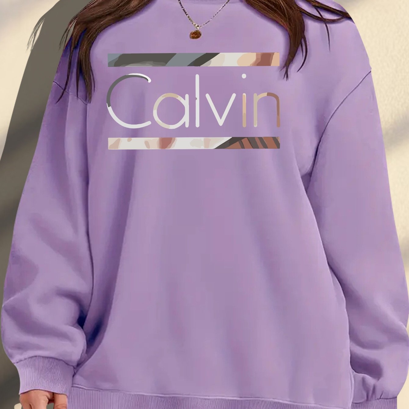 Plus Size Women's Crew Neck Sweatshirt Light Blue Relaxed Fit Knit