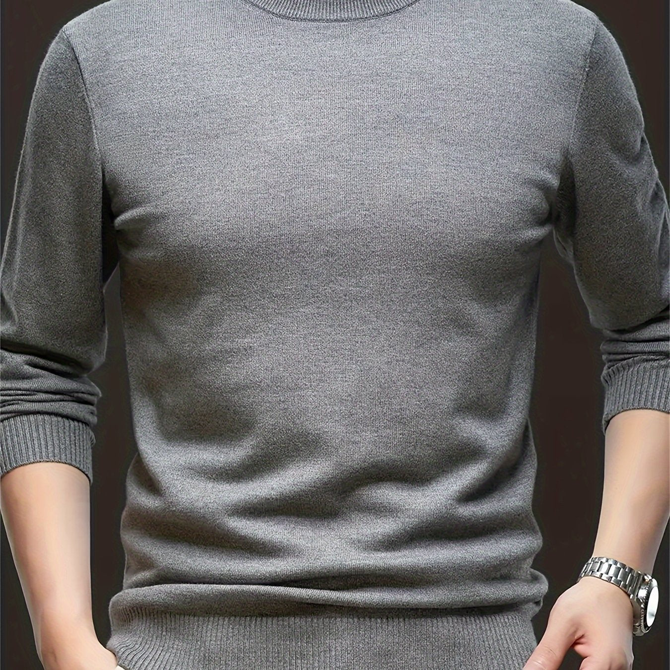 Мужской свитер с круглым вырезом из кашемира большого размера для осени и зимы, с высокой эластичностью, мягкий вязаный
