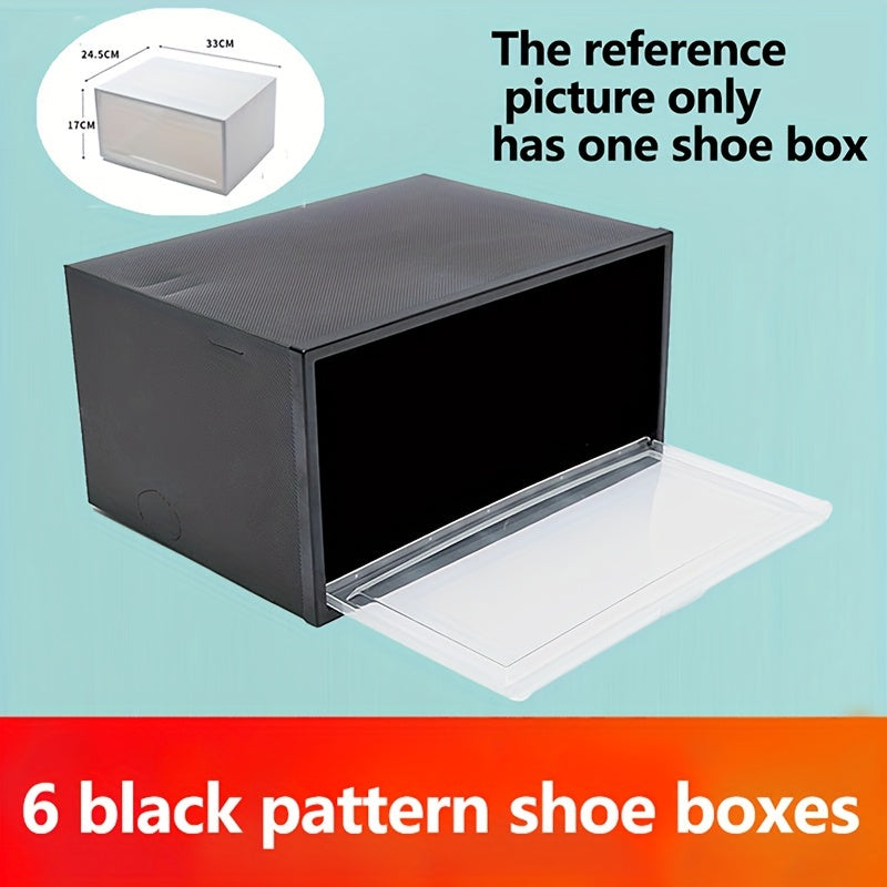Clear Plastic Shoe Storage Boxes 6-Pack with Flip Top Closure for Sneakers and Athletic Shoes
