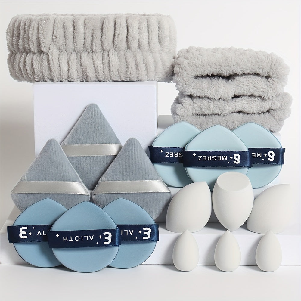 18-Piece Makeup Sponge and Brush Set with Puffs and Accessories for All Skin Types