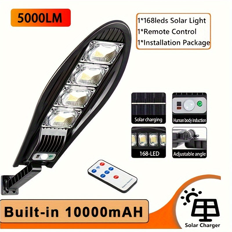 Farola solar mejorada con 168 LED, lámpara de seguridad para exteriores en pared y jardín