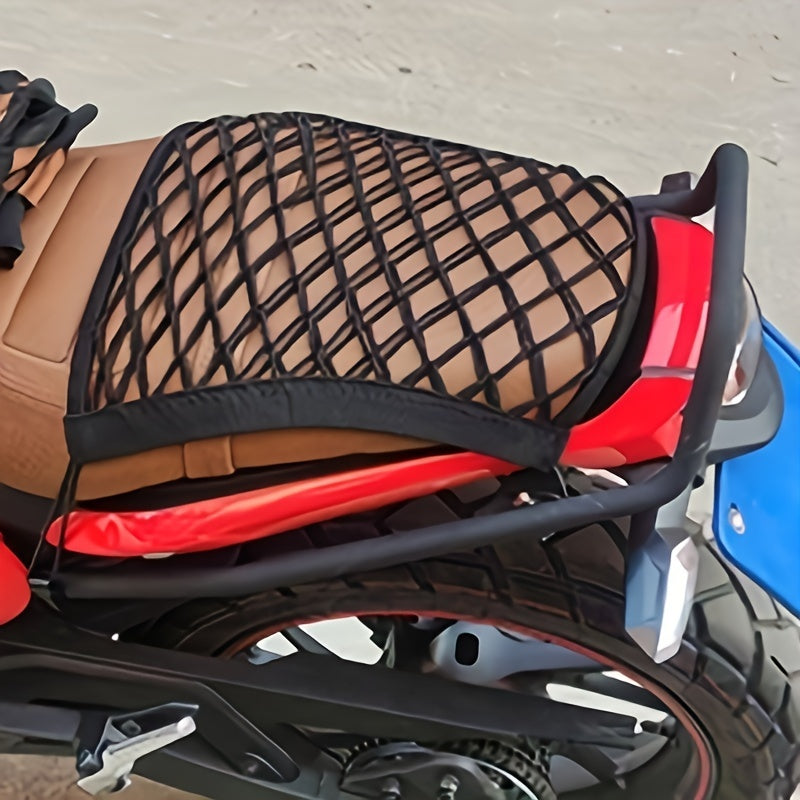 Motorcycle Helmet Cargo Net Organizer with Double Layer and Hooks