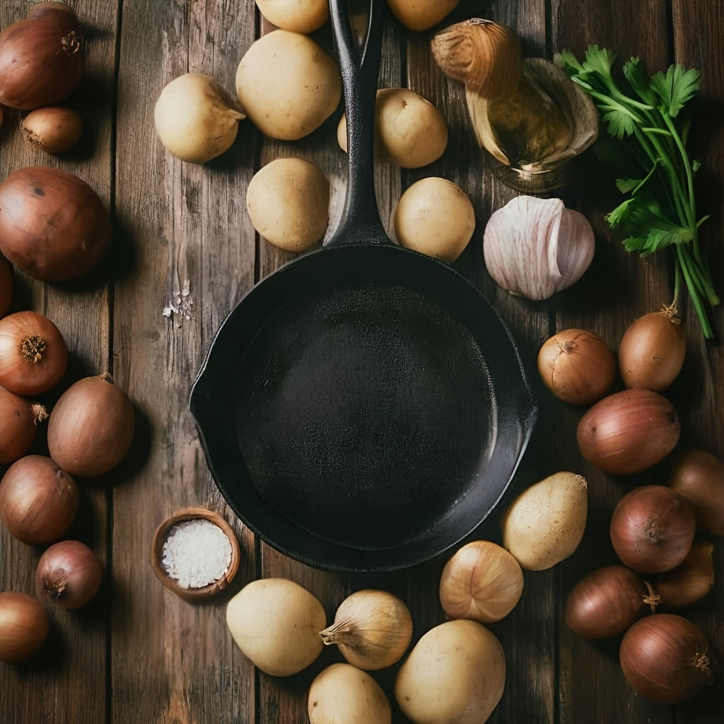 Набор из 3 чугунных сковородок с антипригарным покрытием, безопасных для духовки, диаметром 15 см, 20 см, 25 см