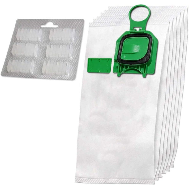 Premium to'plami 7 ta mikrofleece vakuum sumkasi va Vorwerk Kobold 140/150 va FP140/150 uchun hidli tabletalar - Gigienik muhr va pol qo'shimchalari bilan moslikni o'z ichiga oladi.