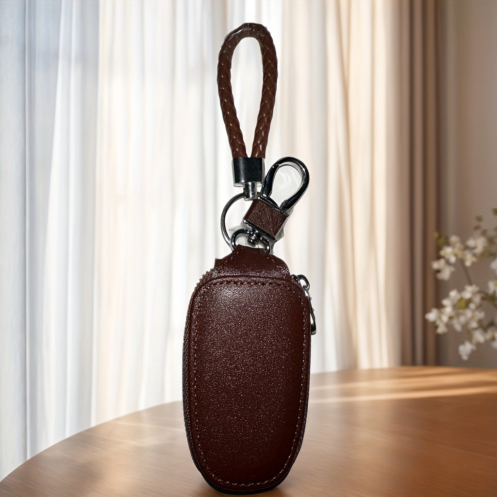 Universal PU Leather Car Keychain Case Scratch-Resistant Dust-Proof Smart Key Holder