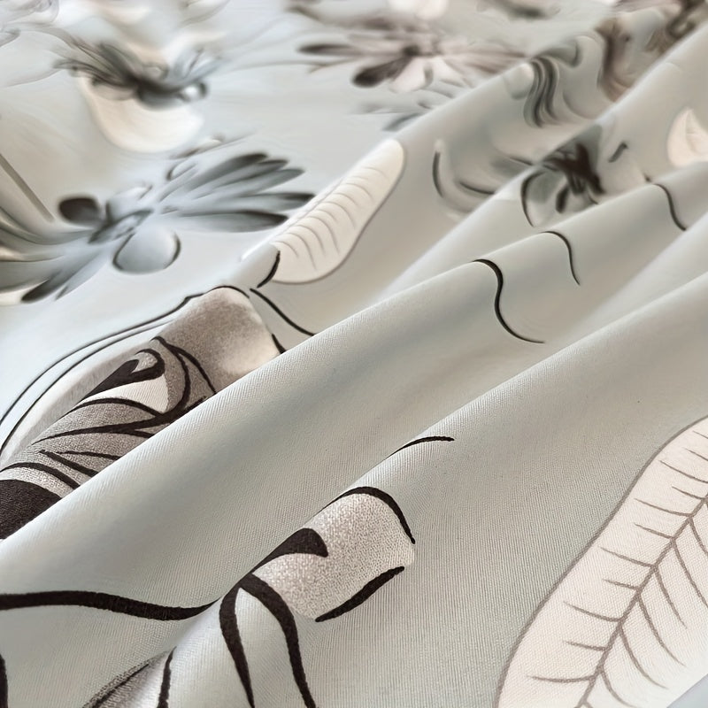 Koʻk rangli gull naqshli yostiq va yostiqchalar bilan toʻplam, 3 ta qopqoq va yostiqchalar, yumshoq polyester