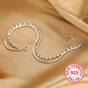 S925 стерлинговое серебро браслет с двойным слоем с мартовским камнем, элегантный блестящий дизайн, идеально подходит для повседневной и праздничной носки, вечный роскошный аксессуар для любого сезона.