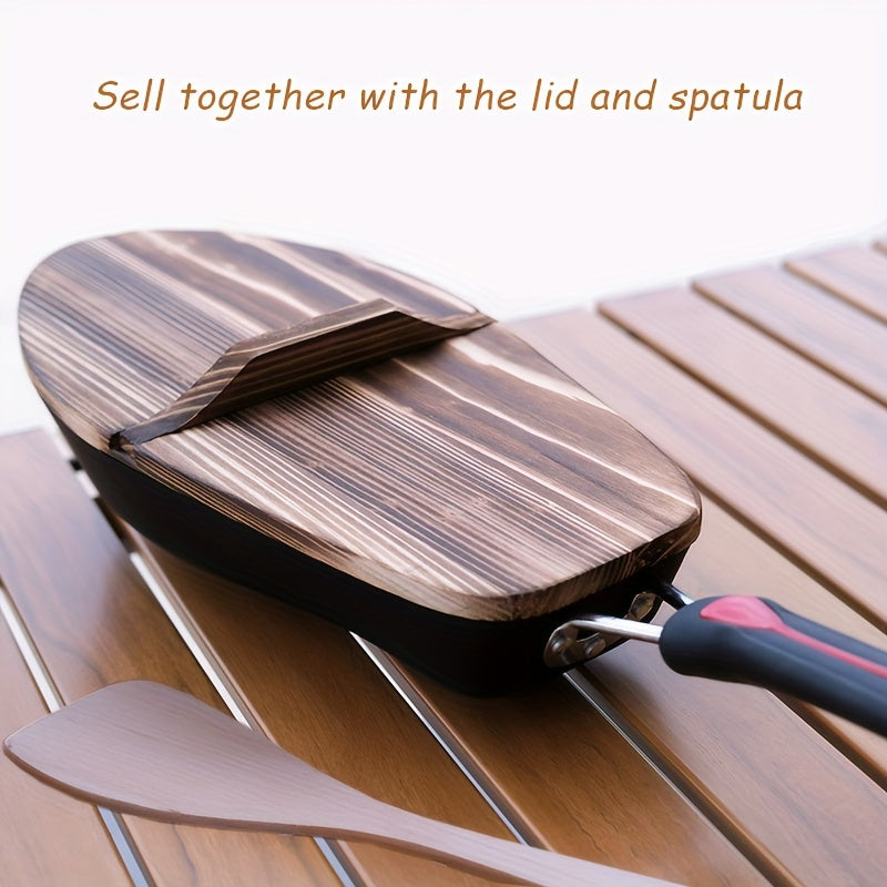 Set of 3 Non-Stick Aluminum Fish Skillets with Lids and Spatula for Kitchen