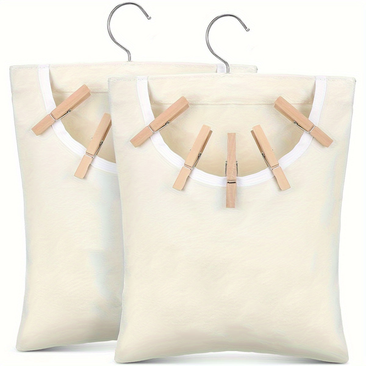 Organizador de almacenamiento colgante rectangular beige 32x27cm Bolsa multiusos de tela de lienzo para lavandería y decoraciones