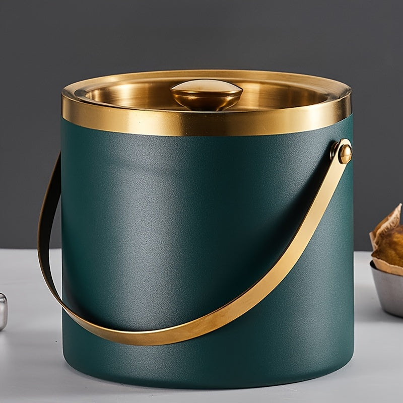 Insulated Stainless Steel Ice Bucket Double Layer for Champagne Wine Beer Non-Slip