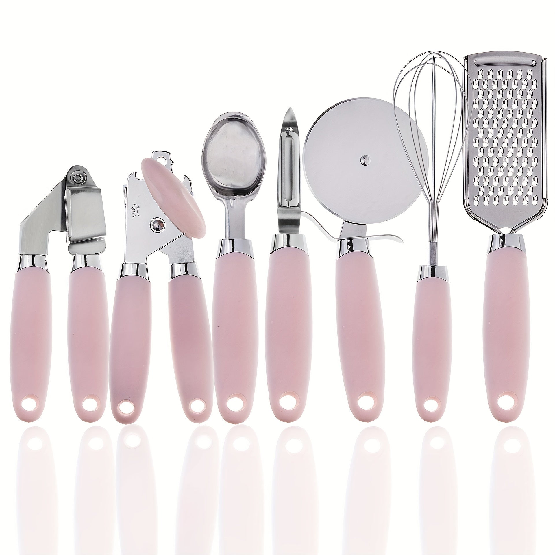 Set of 7 Stainless Steel Kitchen Utensils with Comfort Grip Handles