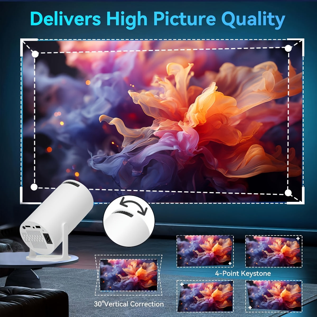 Мини портативный HD проектор 4K с поддержкой беспроводной связи Android 11 150ANSI