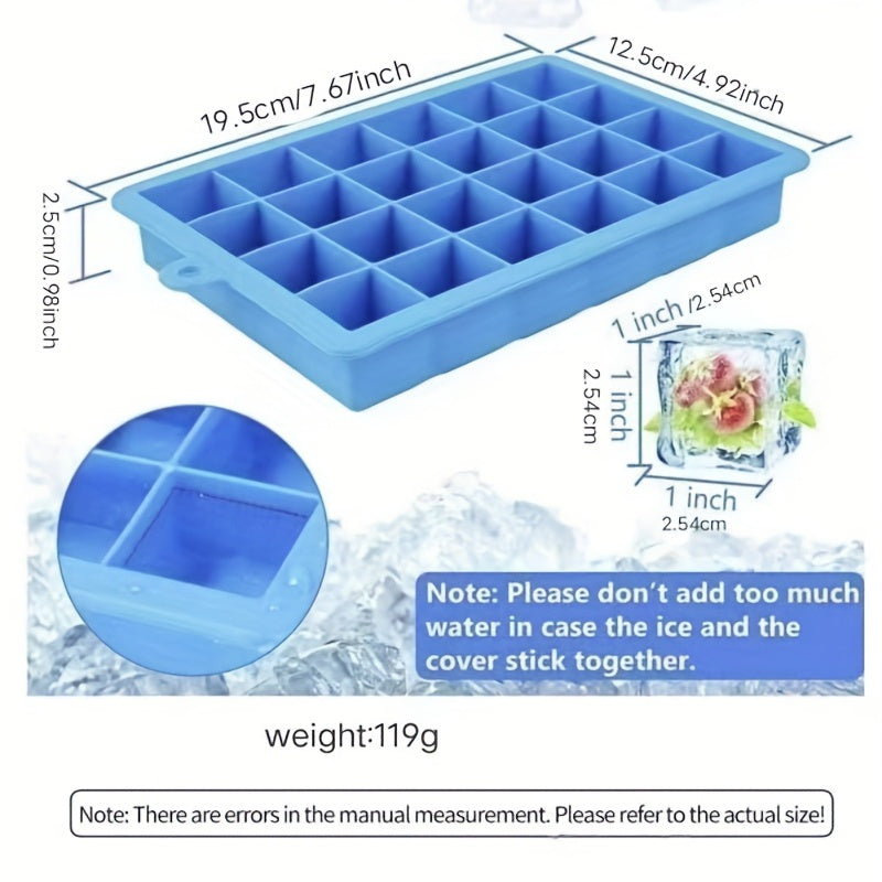 Silicone Ice Cube Trays 24 Compartments Lid Stackable Dishwasher Safe