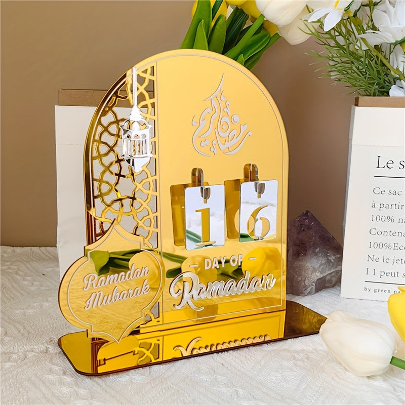 Ramadan Countdown Calendar with Acrylic Base and Number Display for Daily Gifts