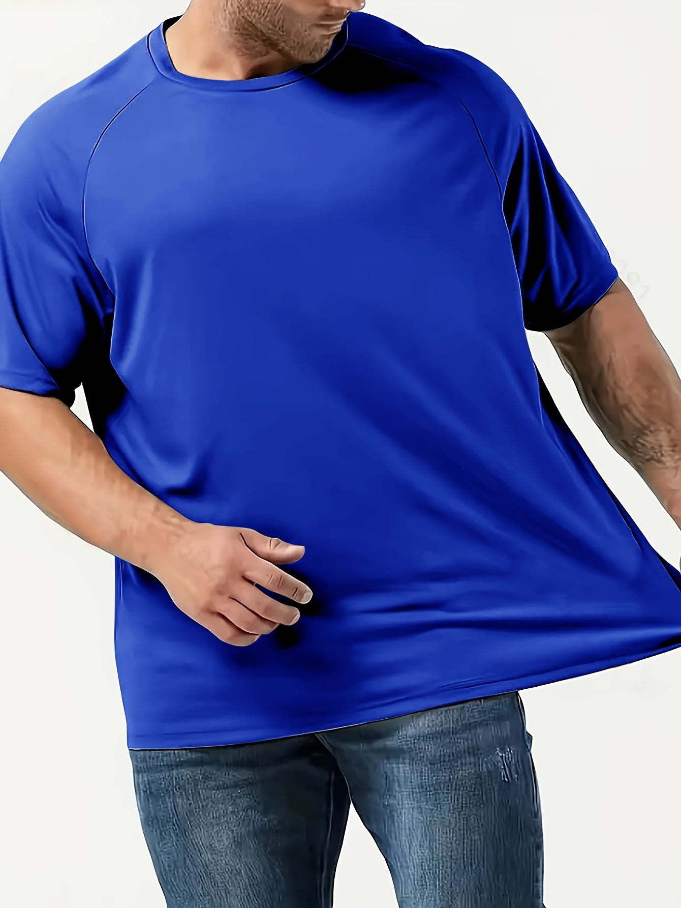 Men's Large Solid Polyester Short-Sleeve Sports T-Shirts Pack of 3 for Outdoor and Casual Wear