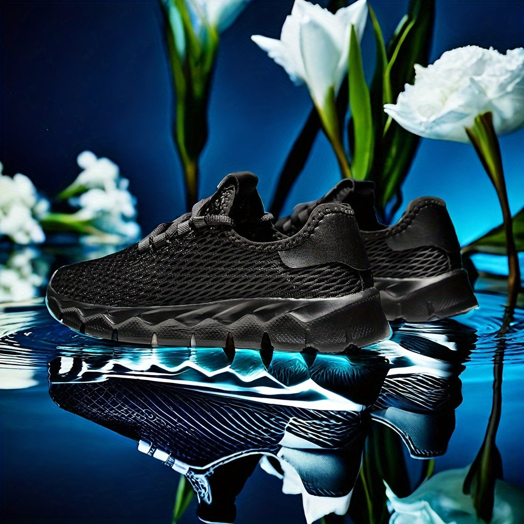 Zapatillas deportivas para hombre de talla grande, transpirables, de color sólido, antideslizantes, con cordones, duraderas y para exteriores