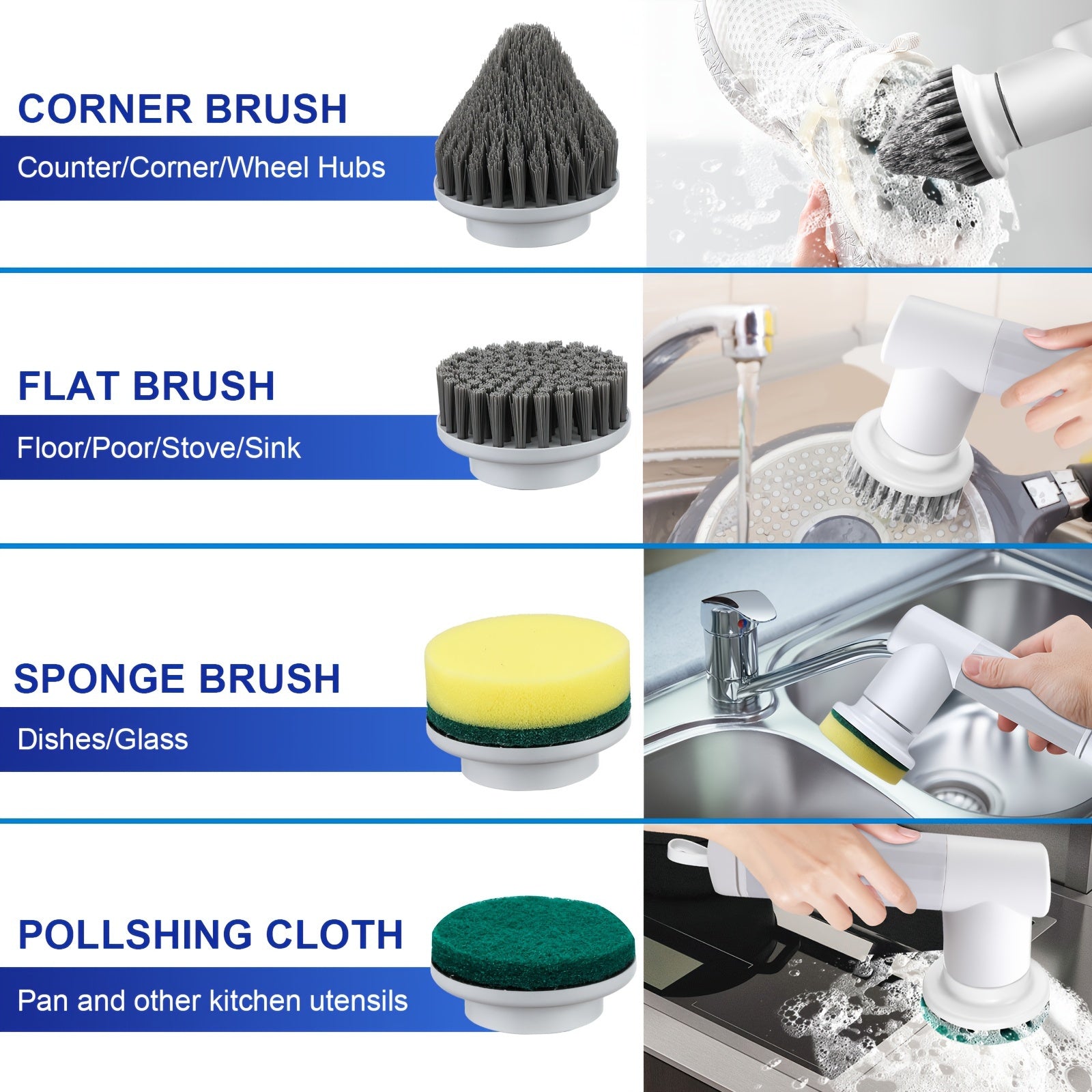 Electric Silicone Scrubber Brush for Kitchen Bathroom Tiles USB Powered Durable