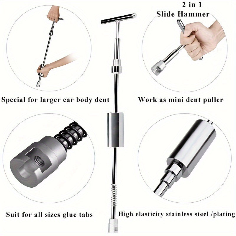 97-Piece Dent Repair Kit for Paint-Free Removal of Small Dents and Hail Damage with 2-in-1 Design and EU Plug