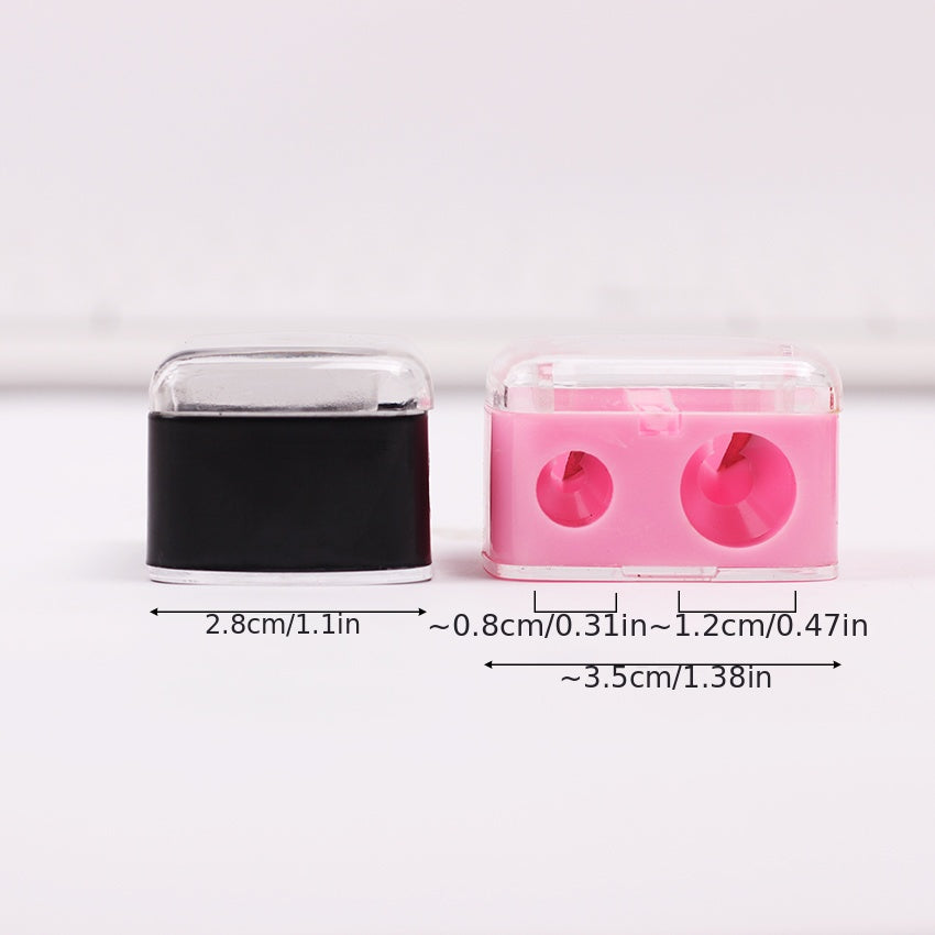 Unisex Plastic Double Holes Pencil Sharpener Multi-Purpose Mechanical